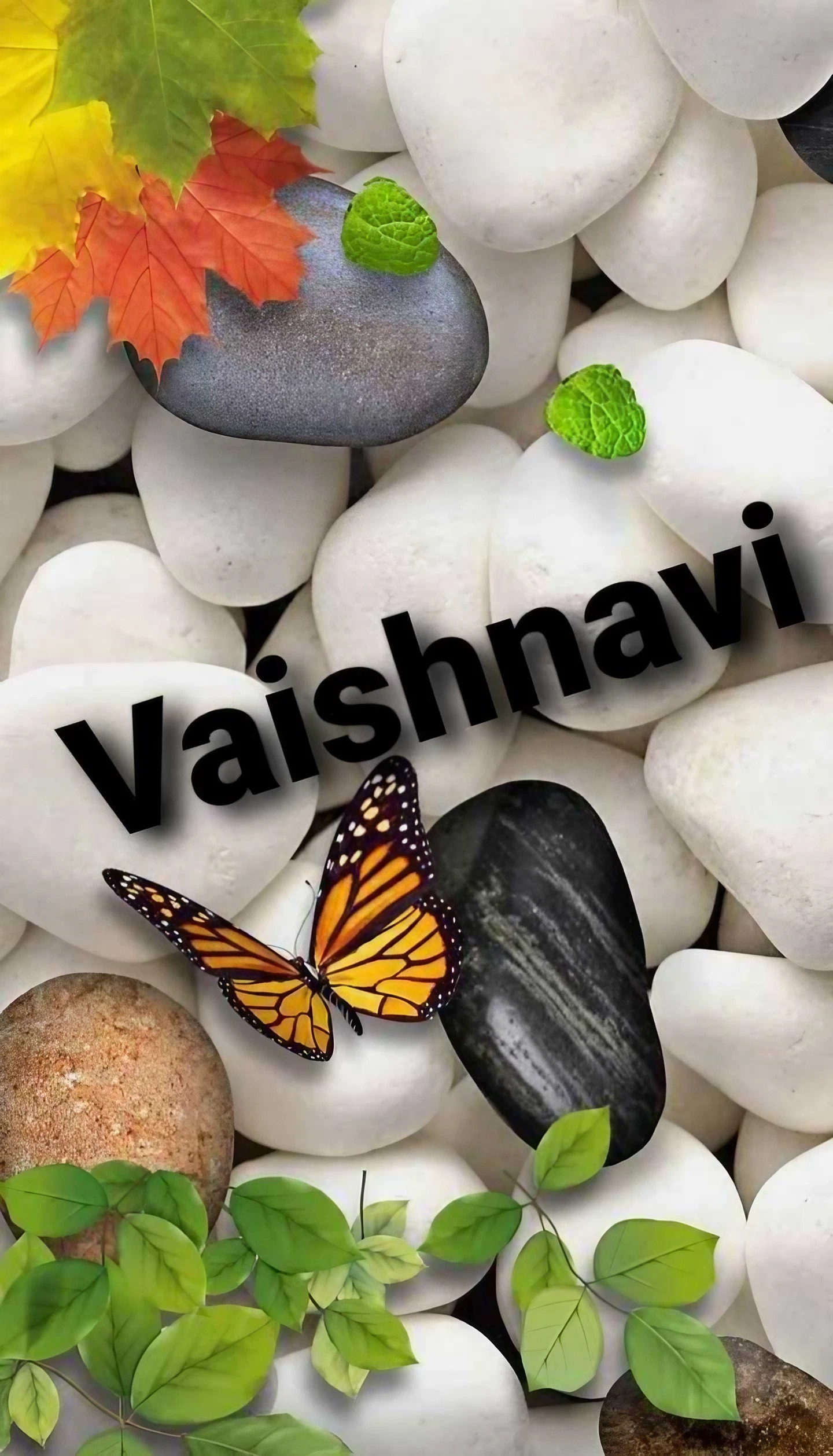 Vaishnavi Name - White Pebbles Stone