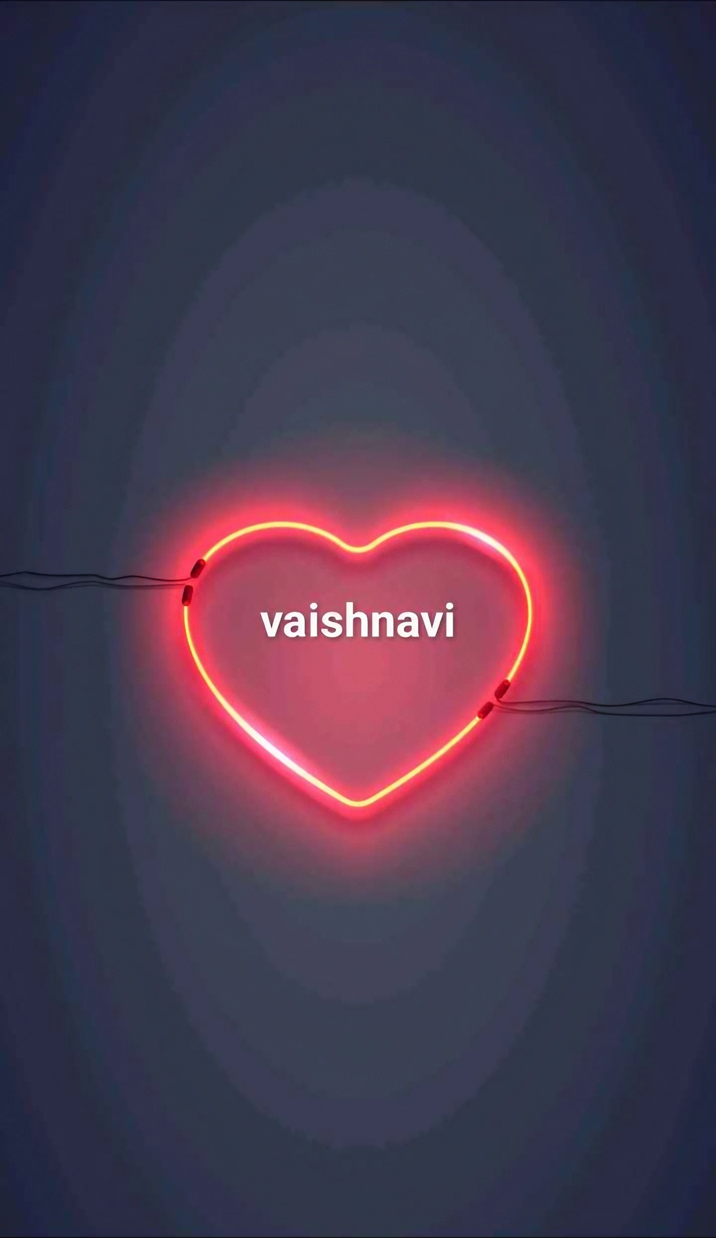 Vaishnavi Name - Red Neon Heart