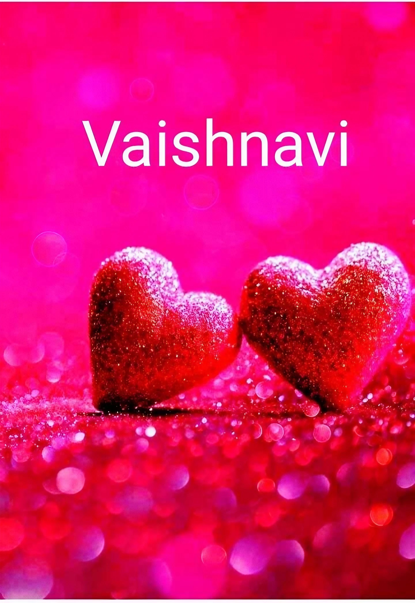 Vaishnavi Name - Red Glitter Heart