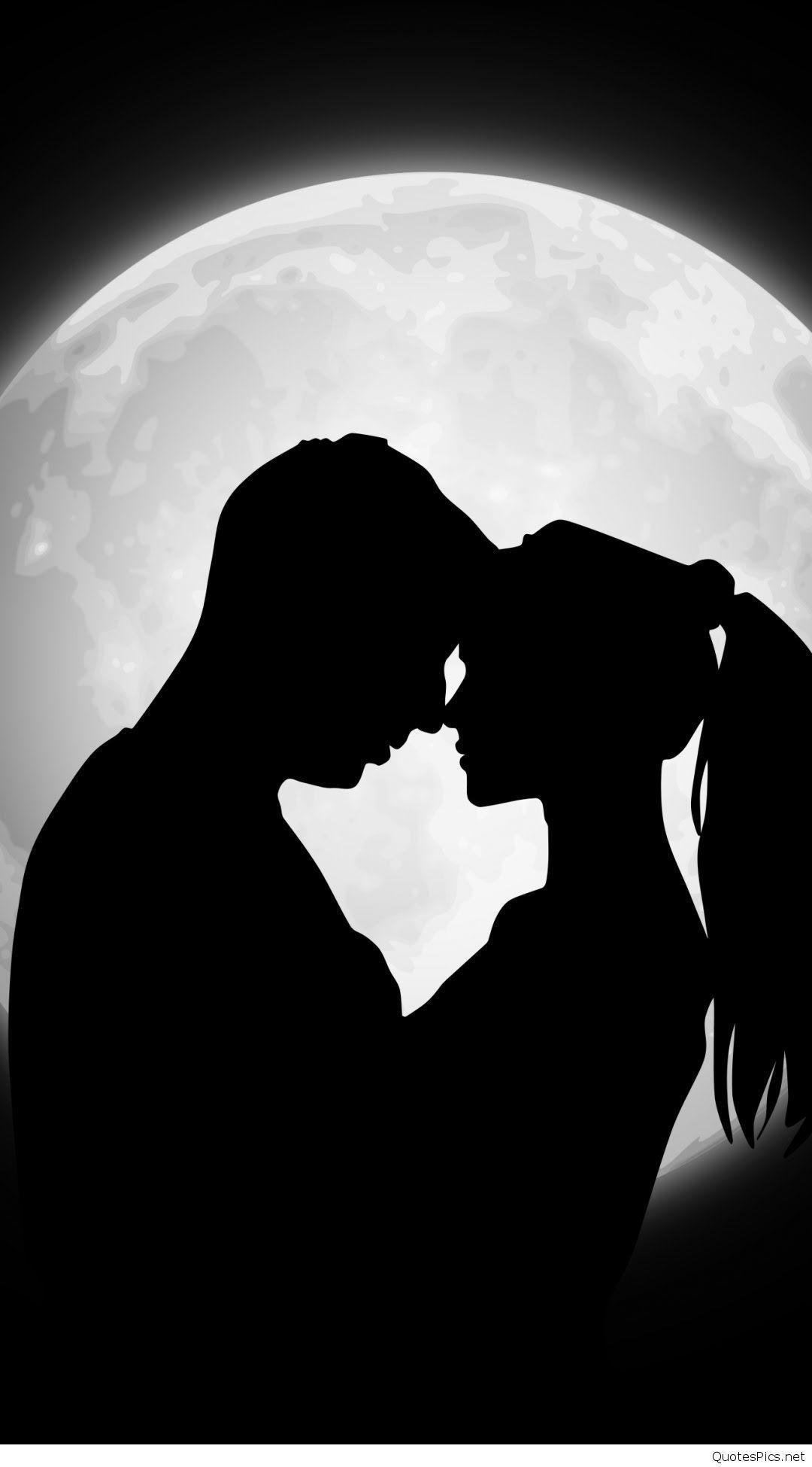 Couple Silhouettes - moon