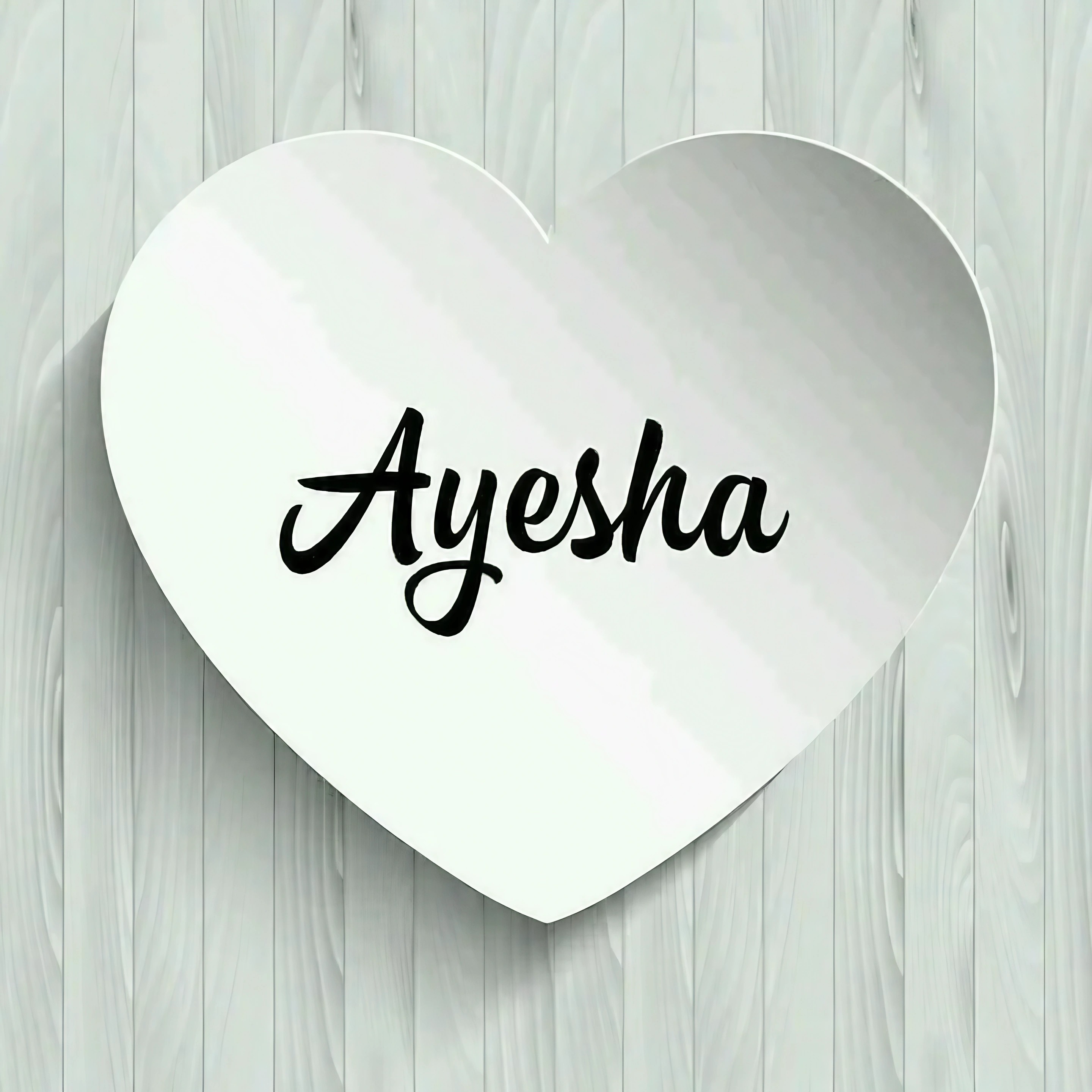 Ayesha Name - White Heart