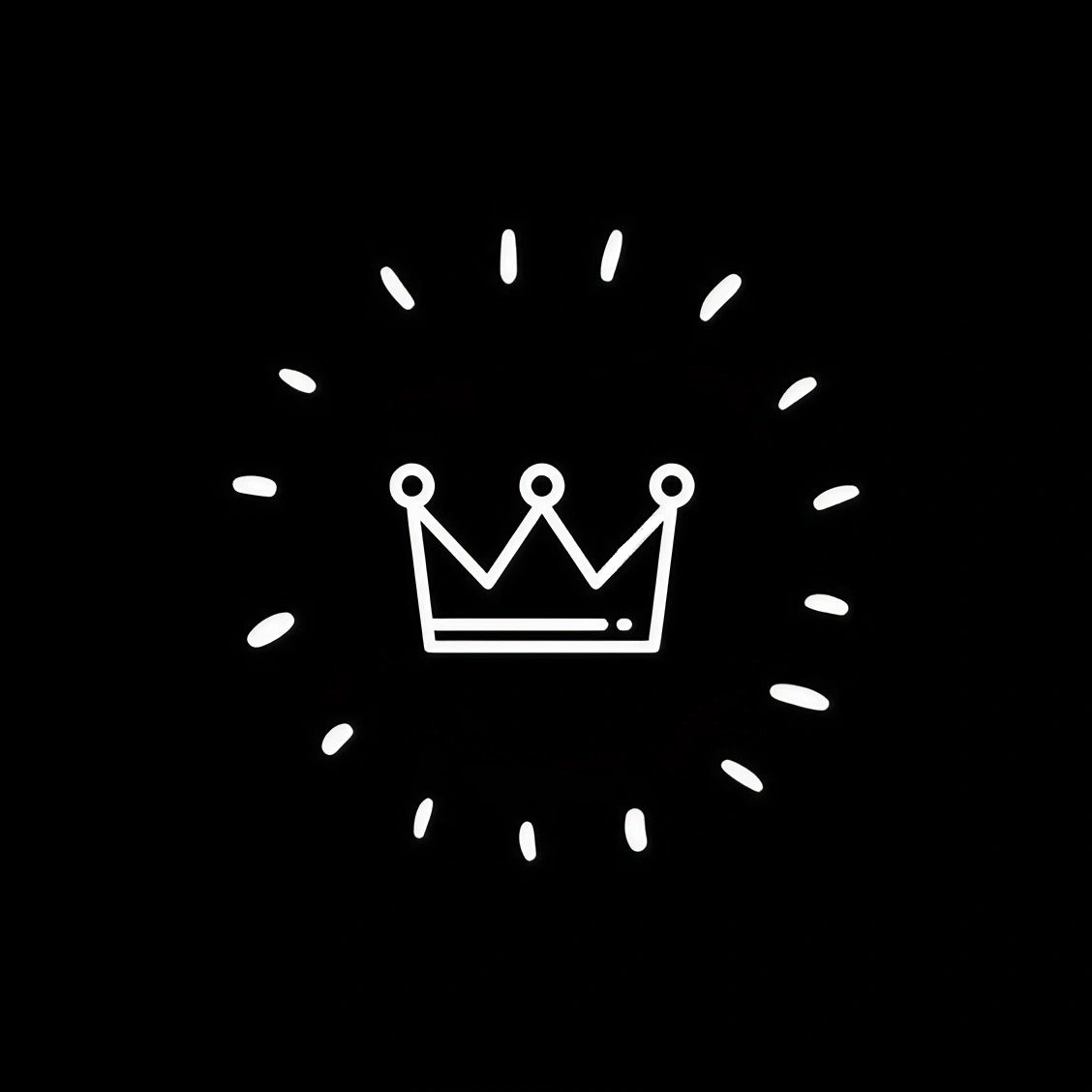 Black Line Emoji Art - White Crown