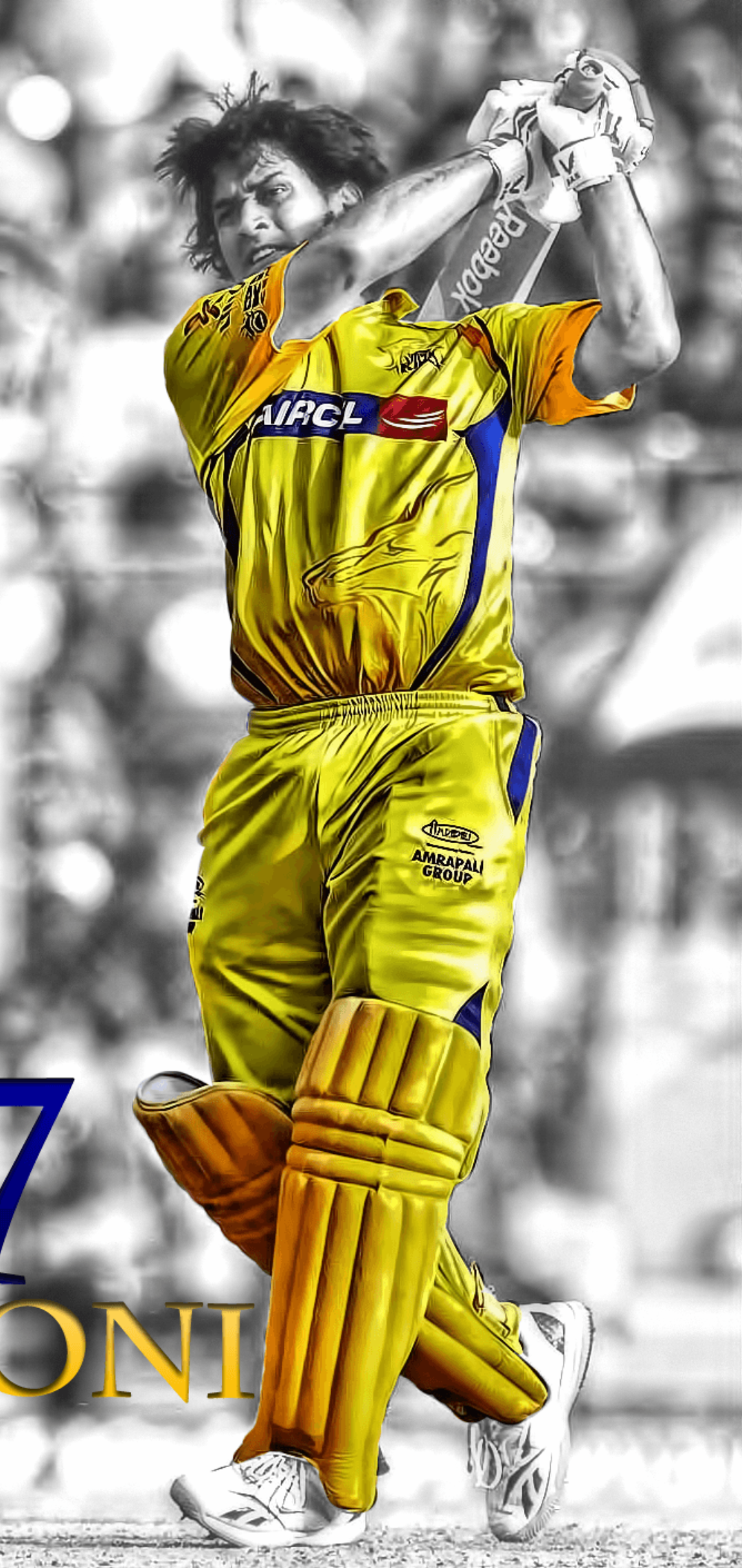 Ms Dhoni - Black And Yellow Effect
