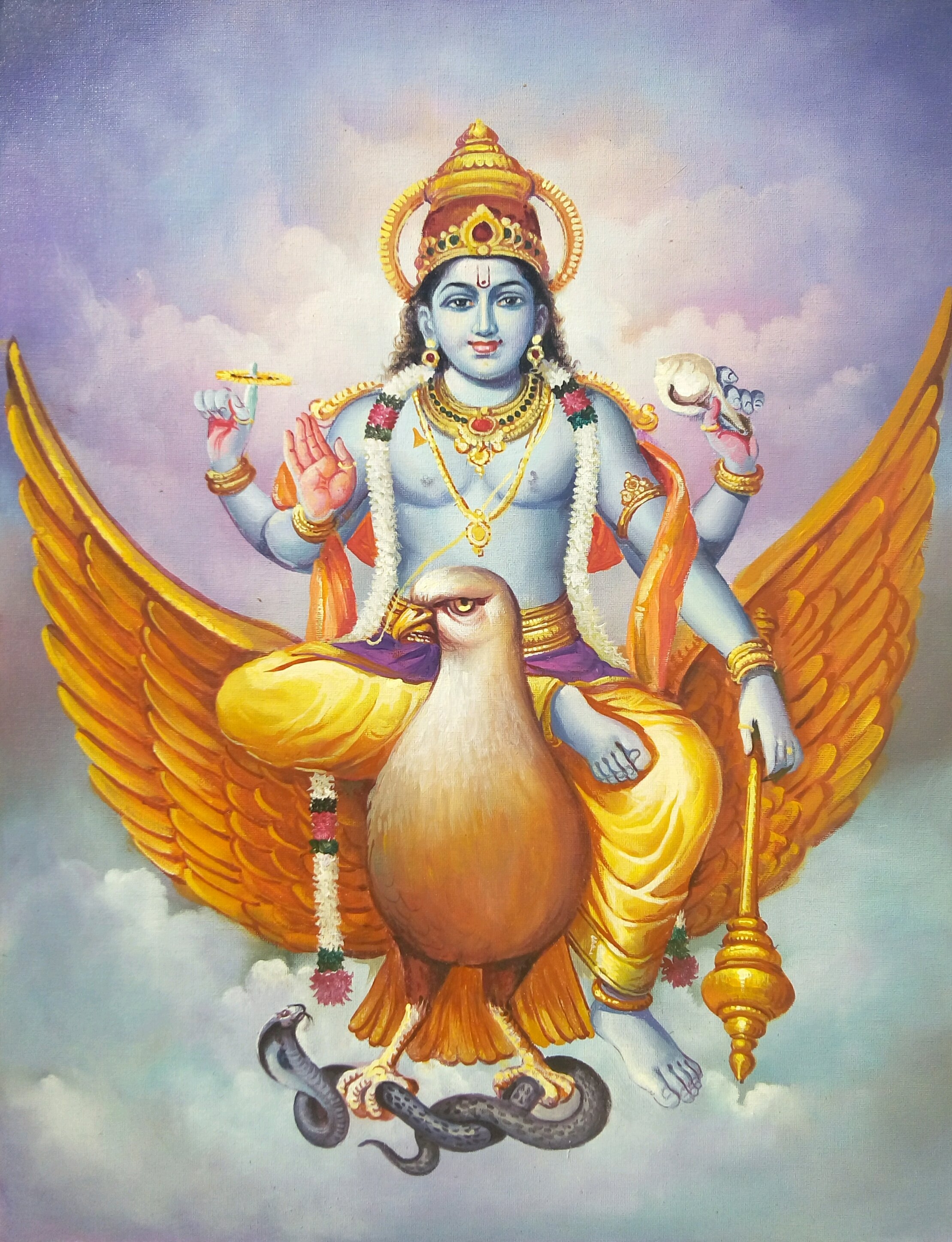 Vishnu Bhagwan Sitting On Garuda