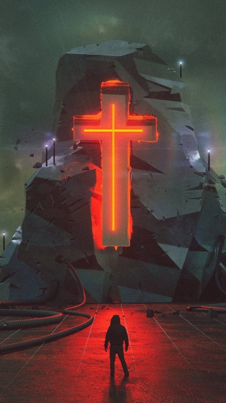 Jesus Cross - Retrofuturism Background