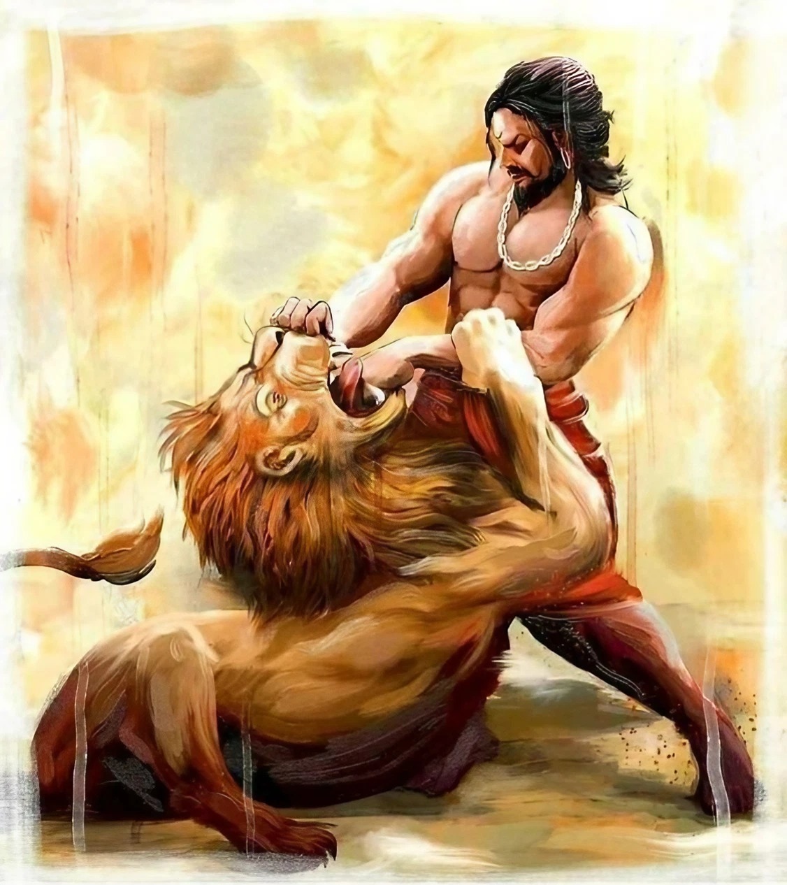 Sambhaji Maharaj Fighting With Lion